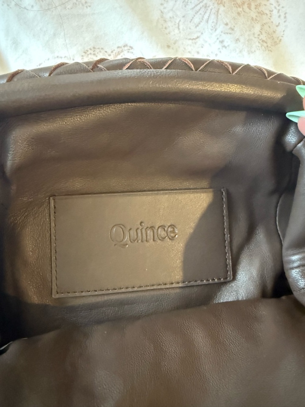 Quince Dark Brown Woven Leather Crossbody Bag - Picture 3 of 3